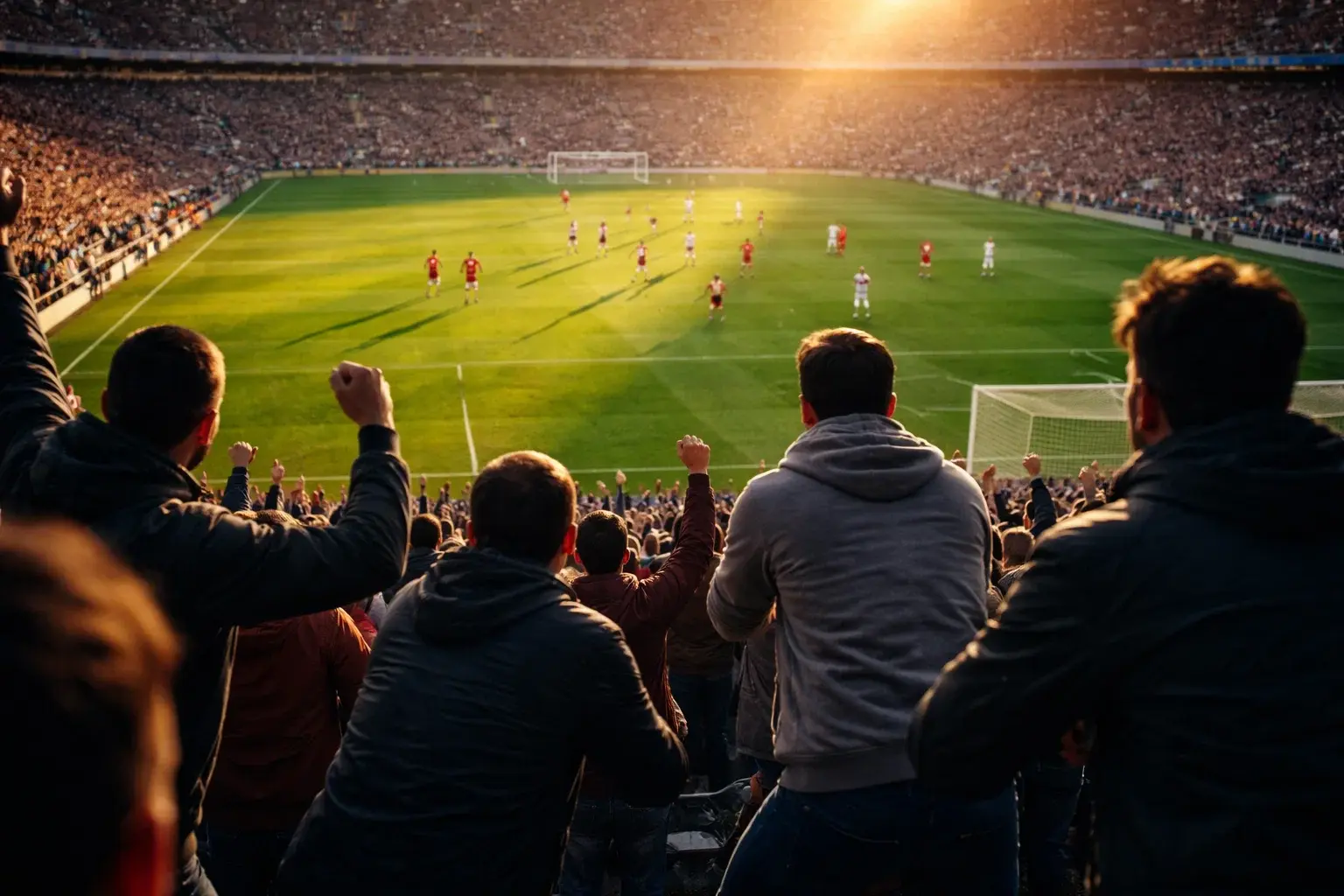 Fußballfans im Stadion verfolgen gespannt ein Spiel – die Grundlage jeder 1X2-Wette