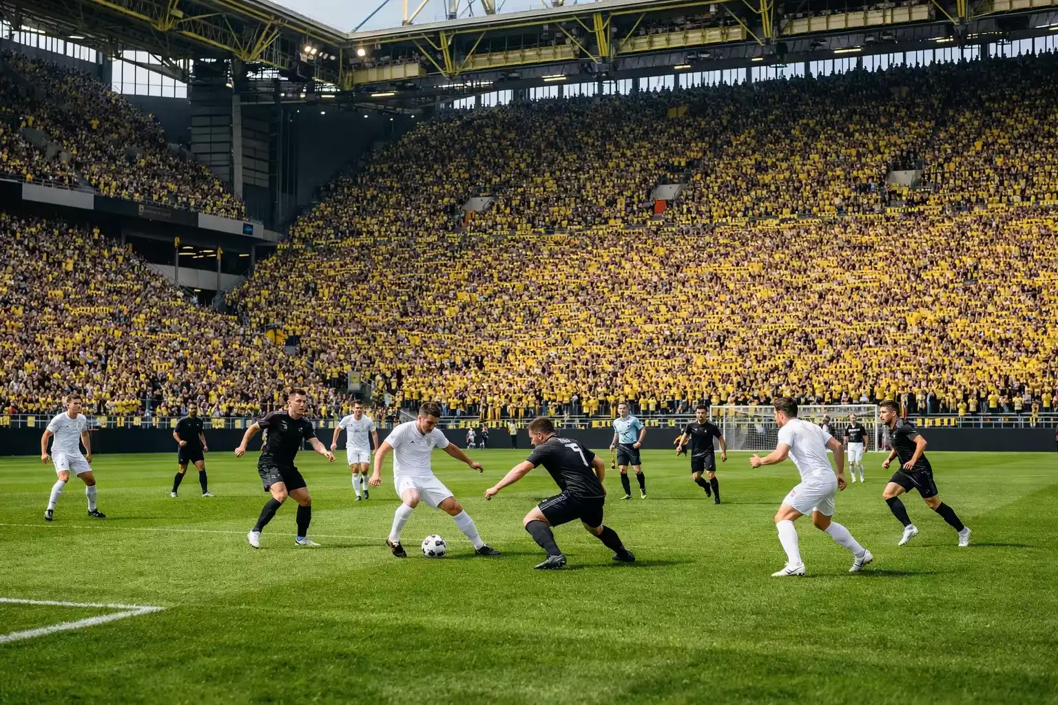 Volles Fußballstadion in Deutschland bei einem Bundesliga-Spiel – Atmosphäre und Stehplätze