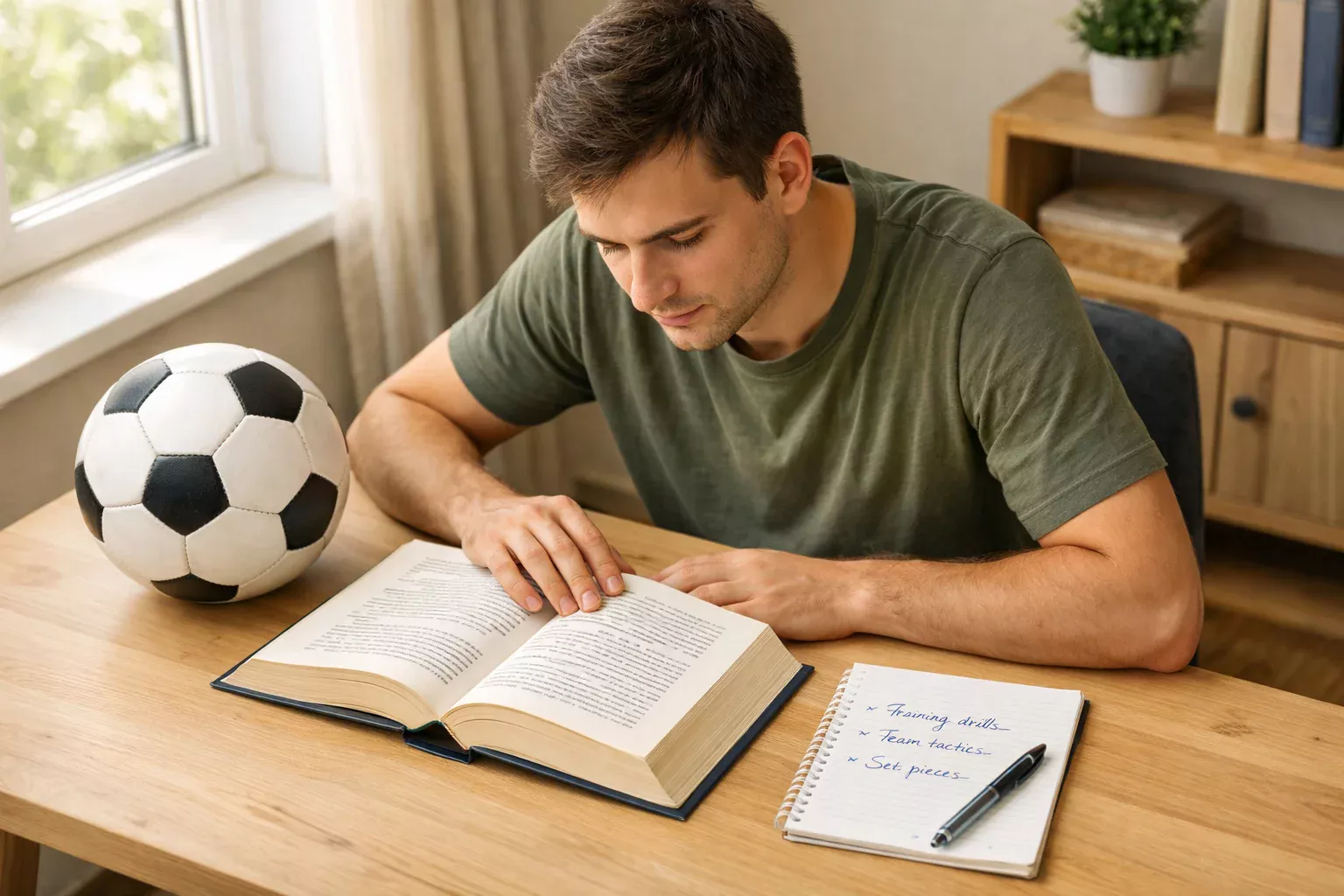 Person liest konzentriert ein Buch über Fußball – symbolisch für den Einstieg in Fußballwetten