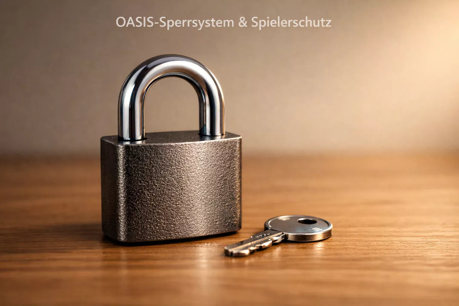 Geschlossenes Vorhängeschloss auf einem Schreibtisch – symbolisch für das OASIS-Sperrsystem