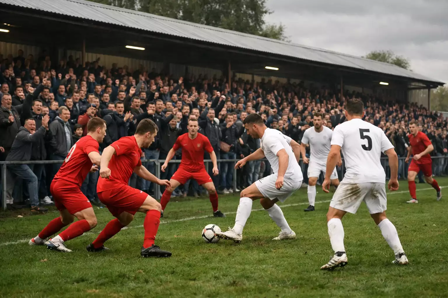 Kleineres Fußballstadion mit engagierten Fans – symbolisch für Wetten in unteren Ligen